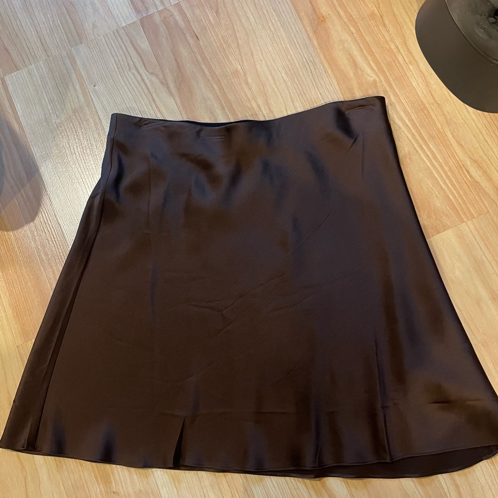 Quince Dark Brown washable silk Mini Skirt